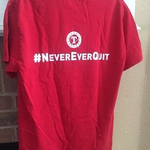 Texas Rangers Baseball Shirt Med Never Ever Quit